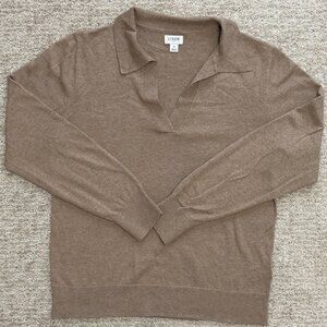 J.Crew Neutral Polo Collar Sweater – Women’s Small – Lightweight Knit, Classic